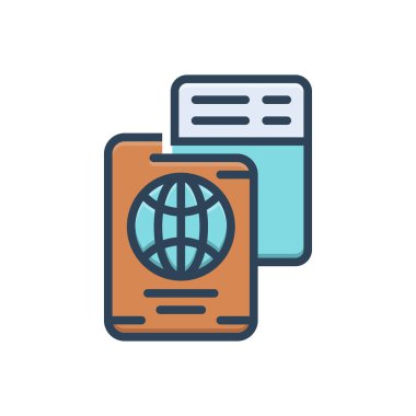 Pasaport için renk illüstrasyon simgesi 