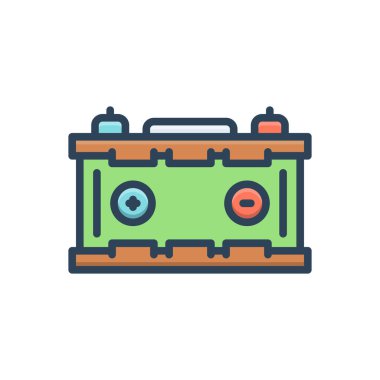 Pil için renk illüstrasyon simgesi 