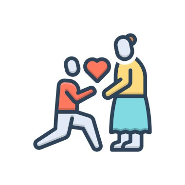 Sevgi vermek için renk illüstrasyon simgesi