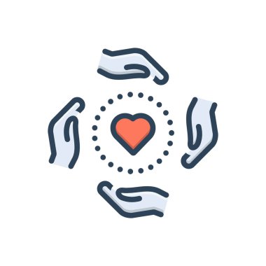 Hayırseverlik için renk illüstrasyon simgesi 