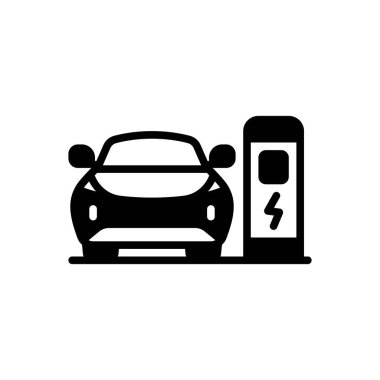 Elektrikli araba için siyah katı simge