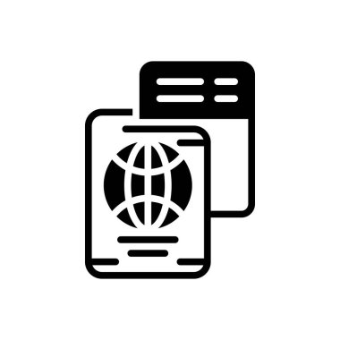 Pasaport için siyah katı simge 