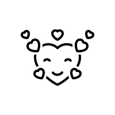 Aşk emojisi için siyah çizgi simgesi