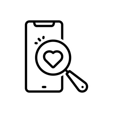 Arama aşkı için siyah çizgi simgesi