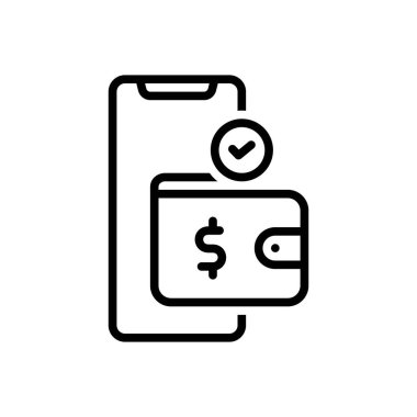 Black line icon for payment  clipart