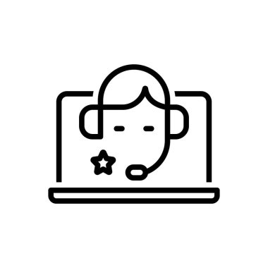 Müşteri hizmetleri için siyah çizgi simgesi