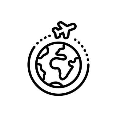 Dünya çapında dağıtım için siyah çizgi simgesi