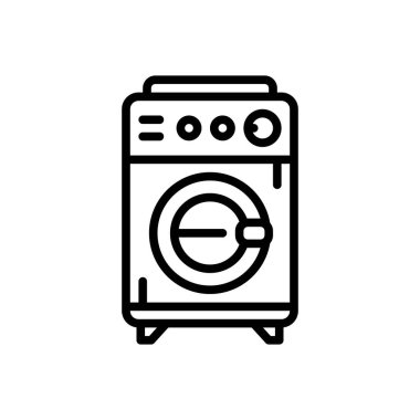 Çamaşır makinesi için siyah çizgi simgesi