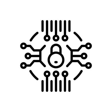 Ağ güvenliği için siyah çizgi simgesi