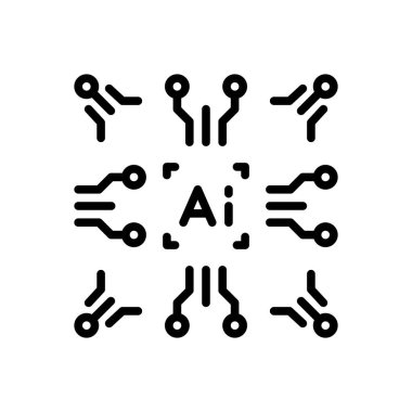 Yapay zeka için siyah çizgi simgesi