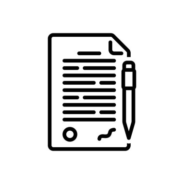 Sözleşme için siyah çizgi simgesi