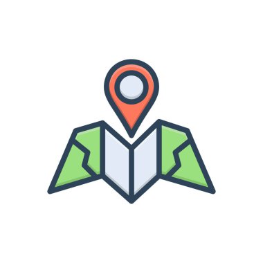 Haritalar için renk illüstrasyon simgesi 