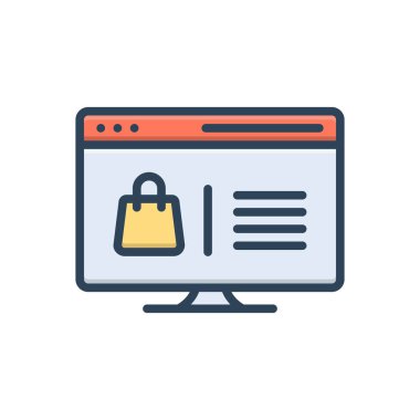 E-ticaret sitesi için renk illüstrasyon simgesi 