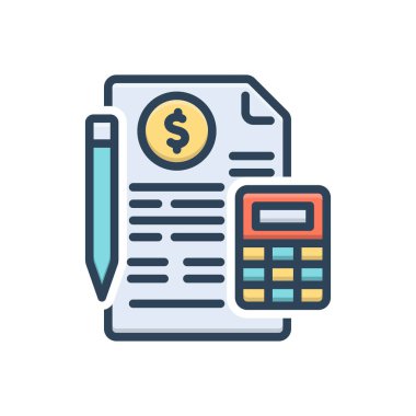 Muhasebe için renk illüstrasyon simgesi 