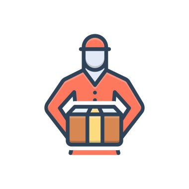 Kutu teslimatı için renk illüstrasyon simgesi