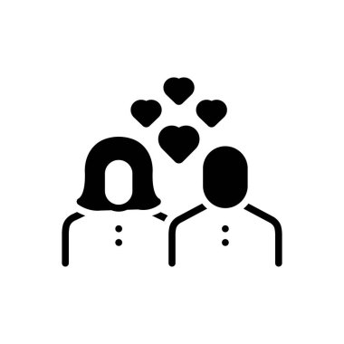 Black solid icon for couple  clipart