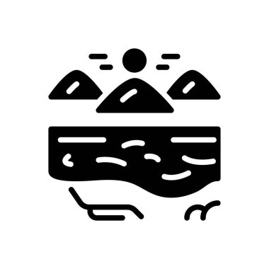 Plaj için siyah katı simge 