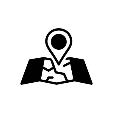 Harita için siyah katı simge 