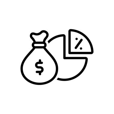 Black line icon for dividends  clipart