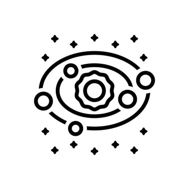 Güneş sistemi için siyah çizgi simgesi