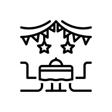 Akşam yemeği için siyah çizgi simgesi 