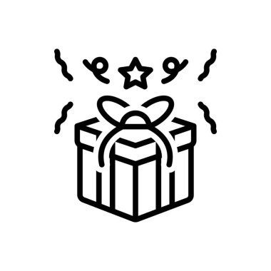Hediye kutusu siyah çizgi simgesini