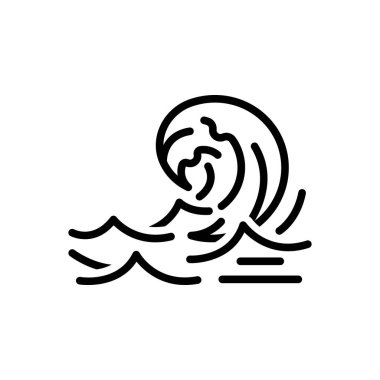 Dalgalar için siyah çizgi simgesi 