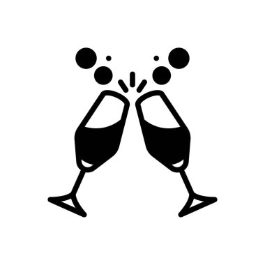 Şampanya için siyah sert simge 