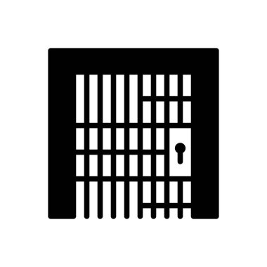 Black solid icon for jail  clipart