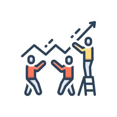 Takım çalışması için renk illüstrasyon simgesi 