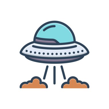 Color illustration icon for flying saucer clipart