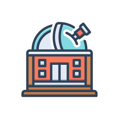 Gözlemevi için renk illüstrasyon simgesi 