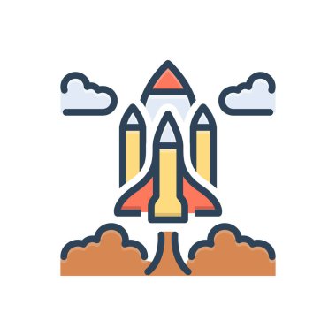 Roket fırlatma için renk illüstrasyon simgesi