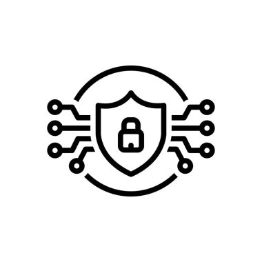 Güvenlik için siyah çizgi simgesi 