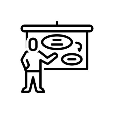 Black line icon for business plan clipart