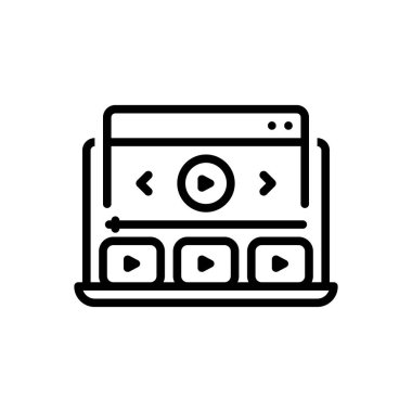 Çevrimiçi video için siyah çizgi simgesi 