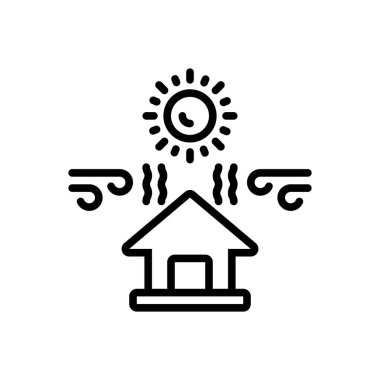 Black line icon for heatwaves  clipart