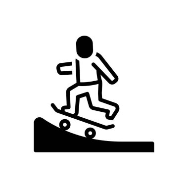 Black solid icon for skating  clipart