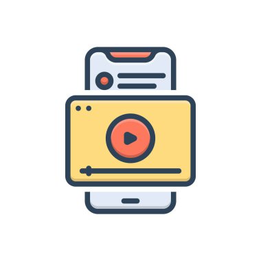 Mobil video için renk illüstrasyon simgesi