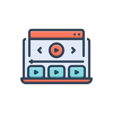 Çevrimiçi video için renk illüstrasyon simgesi