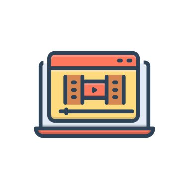 Web videosu için renk illüstrasyon simgesi