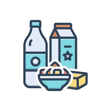 Süt ürünü için renk illüstrasyon simgesi