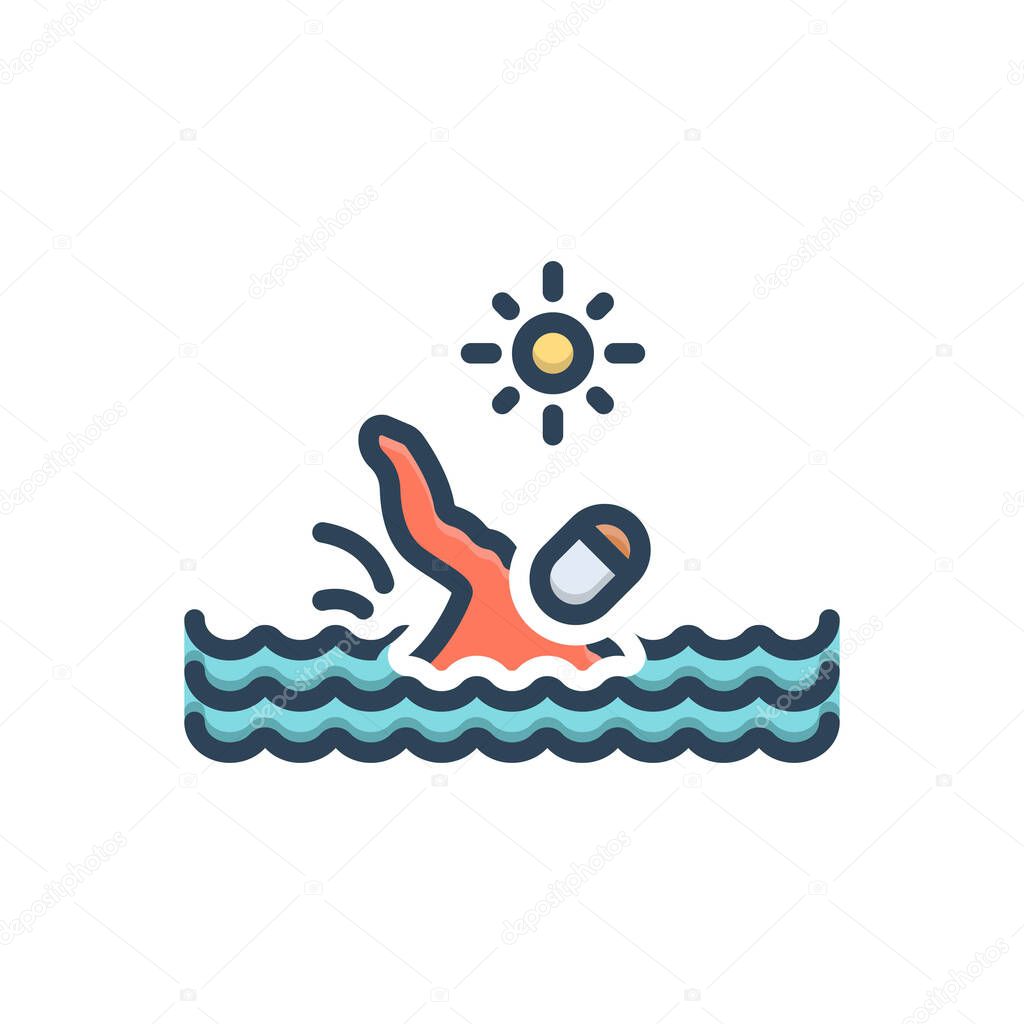 Color illustration icon for swim