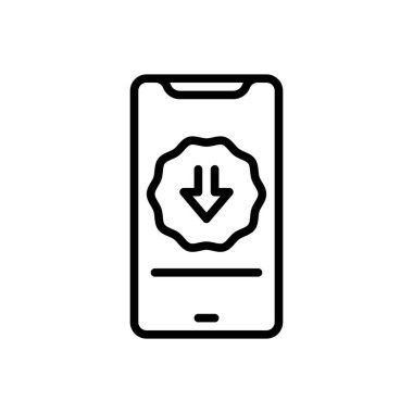 Mobil indirme için siyah çizgi simgesi