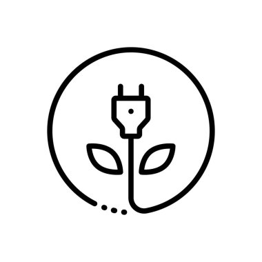 Yeşil enerji için siyah çizgi simgesi