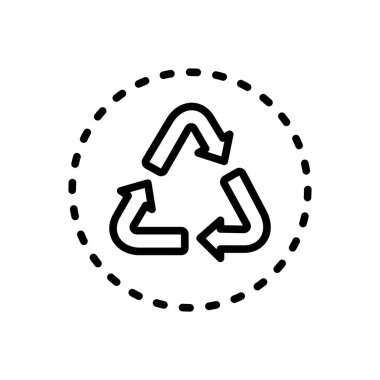 Black line icon for recycle  clipart