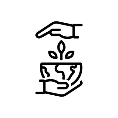 Çevremizi korumak için siyah çizgi simgesi