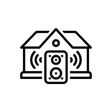 Ev müziği için siyah çizgi simgesi