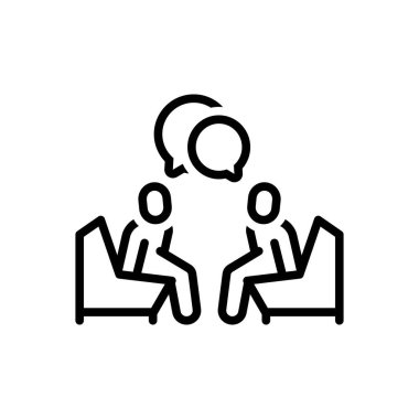 Sosyalleşmek için siyah çizgi simgesi