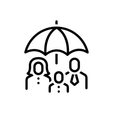Black line icon for family insurance